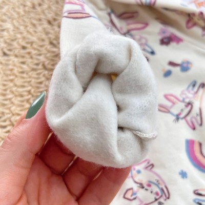 Conj. Jaqueta com Capuz Coelhinhos e Calça de Moletom - Creme